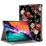 Hepix iPad Pro 12.9 Case 2021 2020 2018 Rose Flower iPad 5th 4th 3rd Gen with Pencil Holder, Black...