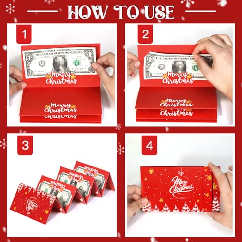 6Pcs Christmas Money Gift Cards Book for Surprise Christmas Gifts, 6 Slots Money Booklet for Xmas Cash Gifts Card Holder, Xmas Money Holders for Cash Gift Ideas