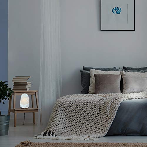 Himalayan Rock Salt Lamp, White Hand-Mined Himalayan Salt With Wood Base, In-Line On/Off Rocker Switch, Bulb Included,89827 #TOP6