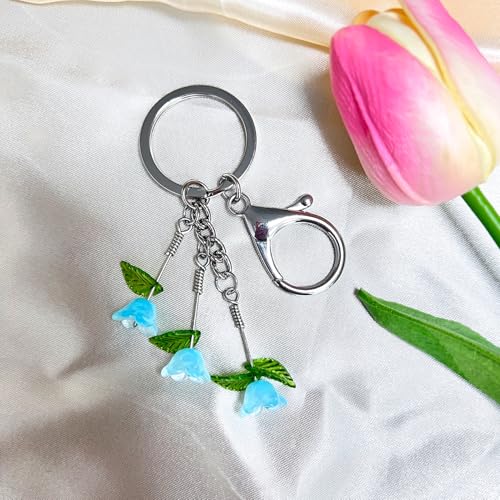 SanQuan Cute Keychain Bag Charms Mom Gifts, Best Friend, Coworker, Teacher, Nurse, Retirement Gift for Woman, Flower Keychains for Farewell, Going Away, Leaving, New Job(Silver-Lake Blue) — view 6