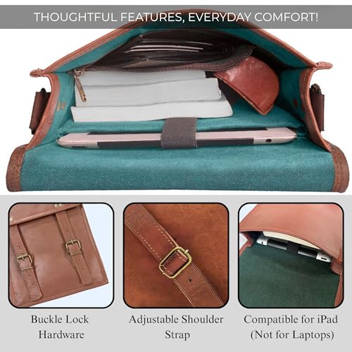 RUSTIC TOWN Leather Satchel iPad Tablet Bag - Leather Saddle Bag Purse - Small Shoulder Bag for Men and Women4