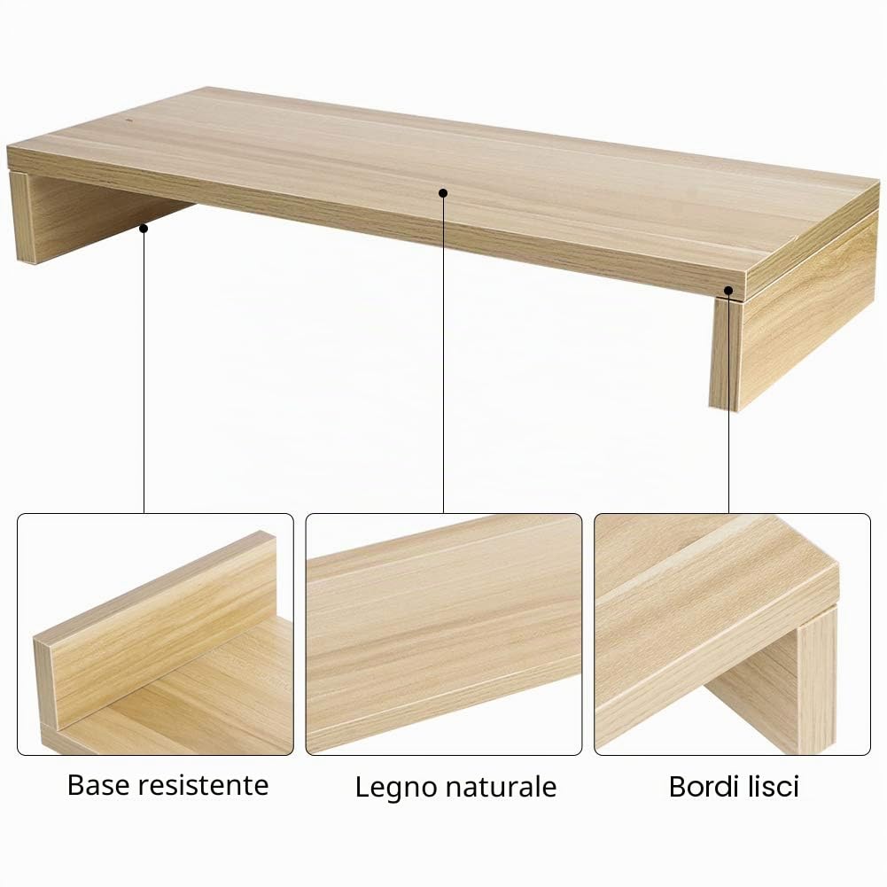 Wakects Supporto per Computer Portatile e Schermo in Legno, per Casa e Ufficio, 49,5 x 19,8 x 7,6 cm