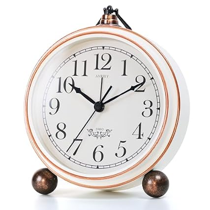AYRELY® 5 . 3 Vintage Analog Alarm Clock, Battery Operated Metal Desk Clock, Retro Table Clock with