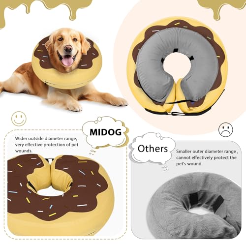 Image of MIDOG Inflatable Dog Cone, Donut Recovery Collar After Surgery, Large+