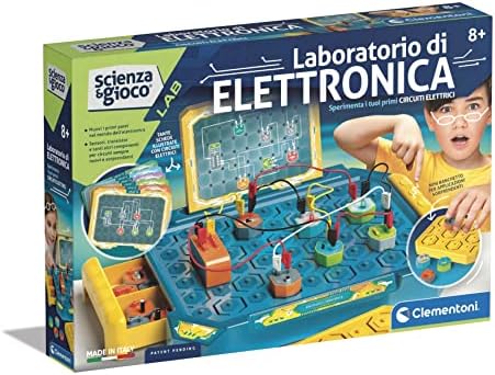 Clementoni Gioco Lab, Circuito elettronico per Bambini, Kit esperimenti Scienza, Laboratorio scientifico 8 Anni, Manuale in Italiano, Multicolore, 19249