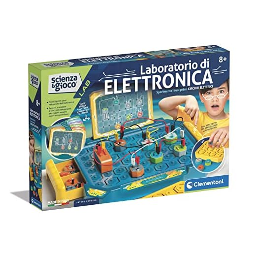 Clementoni - 19249 - Scienza e Gioco Lab - Il Laboratorio di Elettronica, Circuito elettronico per Bambini, Kit esperimenti Scienza, Laboratorio scientifico 8 Anni, Manuale in Italiano