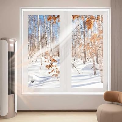Weatherproofing Window Insulation Kit,Window Insulation Film for Winter,Thicken Clear Window Covering,Windproof,Protection from Cold,with Hook Tape,Reusable,Customizable (47.2x78.7in)