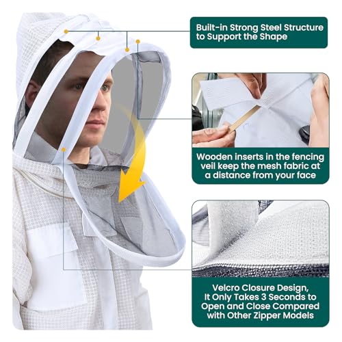 Ceed4U BEE-0002 Ventilated Bee Suit, 3 Layer Bee Suit For Men Women, Sting Proof Protective Beekeeping Suit thumb #3