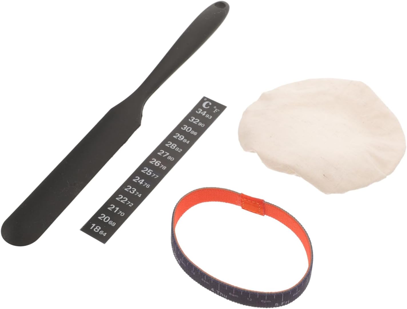 SHOWERORO Sourdough Starter Jar Accessory Kit Cloth Cover Thermometer Gauge Sticker Date Bands Spatula for Fermentation Essential Tools for Home Baking