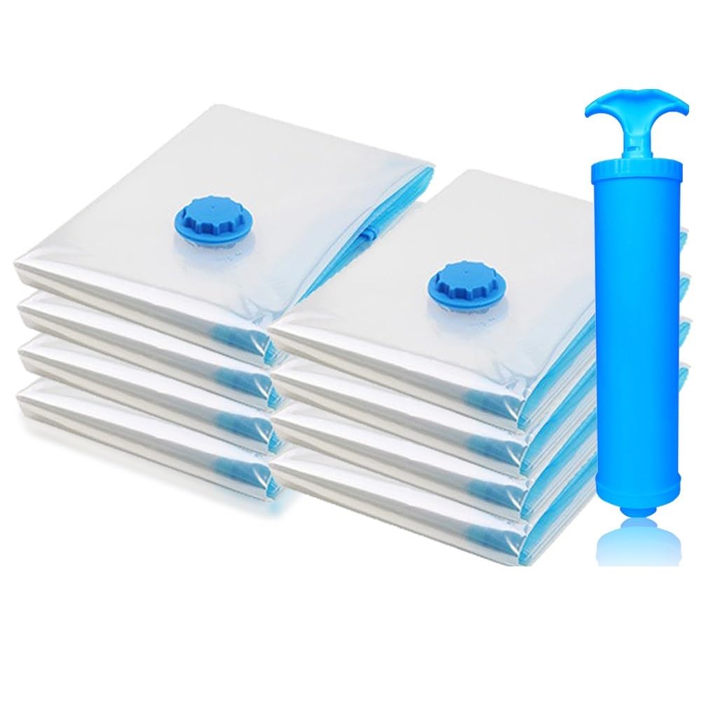 Confezione di sacchetti sottovuoto Sacchetti sottovuoto salvaspazio for biancheria da letto, cuscini, asciugamani, vestiti, organizer for la camera da letto(8XBags with pump,70X100CM)