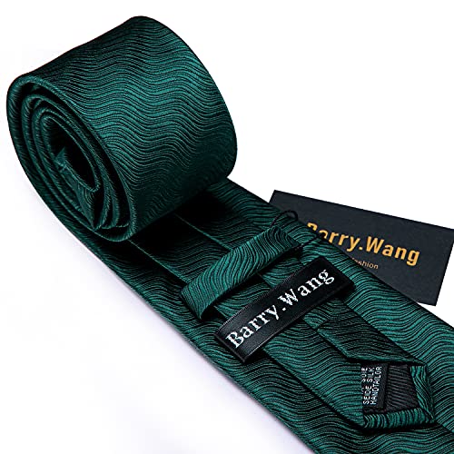 Image of Barry.Wang Plain Men Silk Ties Extra Long Satin Necktie for Wedding Business Handkerchief Cufflinks Set Solid Colors