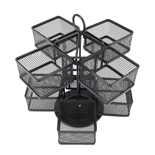OVAQUIXI Organizzatore di Bustine da Tè, Portabustine da Tè Organizzatore a 2 Livelli in Metallo con 8 Cestini Rimovibili e Rotazione a 360°, Capacità 96 per cucin a (8 cestini)
