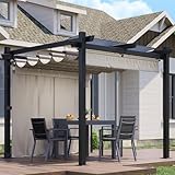 JUMMICO Tensione Pieghevole 3x3 Impermeabile con Tetto Retrattile e Pareti Laterali per Giardino, Terrazza, Balcone, Cortile e Piscina Esterna - Tensione da Esterno Resistente ai Raggi UV e all'Acqua