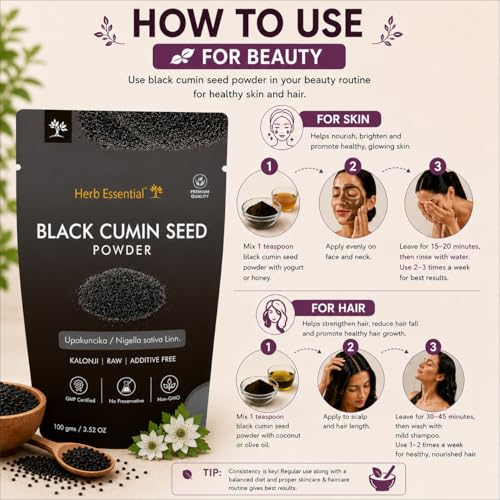 Image of Herb Essential Black Cumin Seed Powder 100g Kalonji Nigella Sativa, Natural