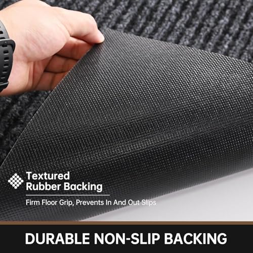 Image of Front Door Mat Indoor Outdoor Entrance, 2 x 3 Feet All-Season Waterproof Doormat for Entryway, Heavy Duty Commercial Floor Mat, Fade Resistant, Rubber Back, Low Profile, Easy Clean, Grey
