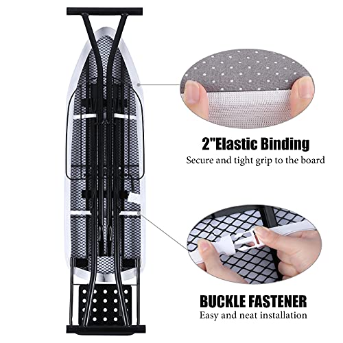 Bndx Ironing Board Pad And Cover 18”X49”-Thick Padding 4 Layers Padding Elastic Iron Board Pad With Wide Elastic Edge, Stain Resistant & Durable Scorch, 2 Buckle Types, (White Dot, 18X49) #TOP4
