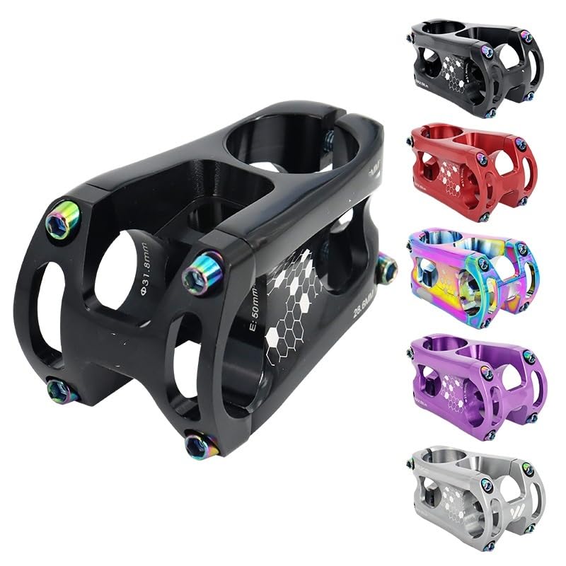 Potencia MTB Vástago de Bicicleta 50mm MTB Alta Resistencia 0 Grados Aumento FR XC Am Enduro for Manillar 31,8mm 28,6mm dirección Potencia Bicicleta