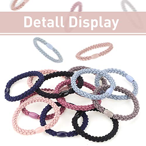 image for Chuangdi 12 Pieces Cotton Hair Ties Braided Hair Bands Elastic Hair Ti
