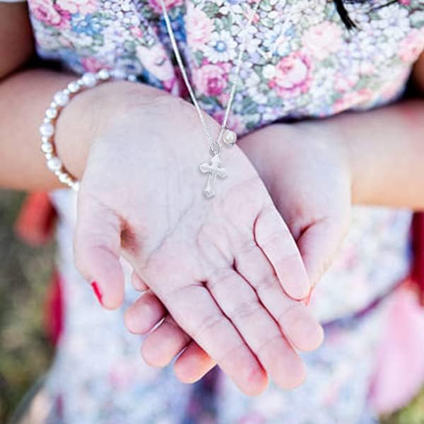 Sterling Silver Dainty Cross Necklace for Girls, Baptism Gifts for Girl, First Communion, Confirmation Gifts for Teenage Girl, Easter Jewelry Christian Birthday Gifts - Image 3