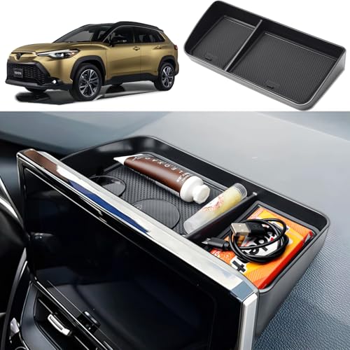 TACOBRO Center Console Dashboard Storage Organizer Compatible with Toyota Corolla 2019-2025 2026 / Corolla Cross 2022-2026 Accessories, Fit 8-in. Audio Multimedia Interior Insert Dash Mounted Holders