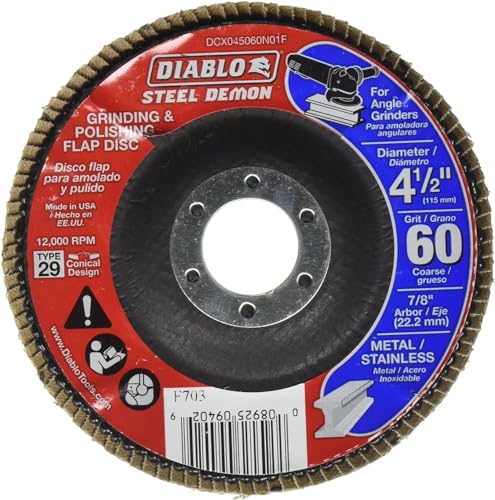 Diablo Steel Demon Flap Disc with Standard Hub for Metal, Fast Material Removal & Polishing - Coarse, 60-Grit, 4-1/2