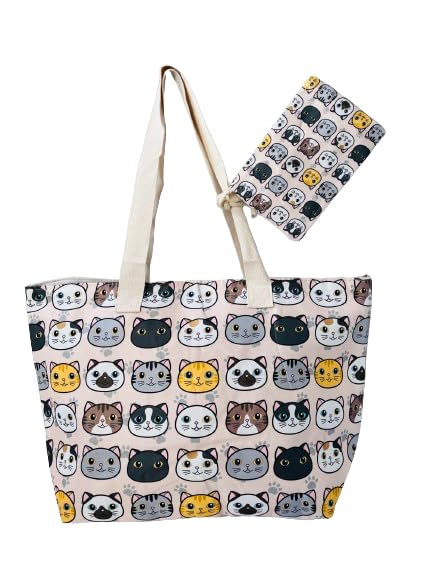 Genérico Bolso Playa Grande dibujos Gatos Mujer Hombre regalo bolsita para Movil, 57x40x15 cm.