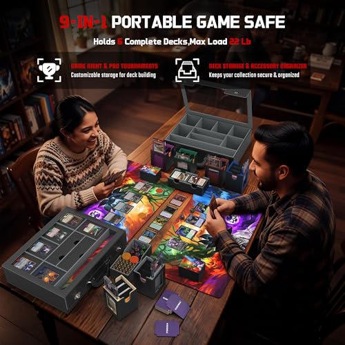 Image of Kabinka MTG Commander Deck Box, Modular 9-in-1 TCG Card Storage Box with Dice Tray & Sideboard Box, 6-Deck Capacity Card Case, Includes 6 Magnetic Card Holders /100CT Card Sleeves /Playmat, Multicolour