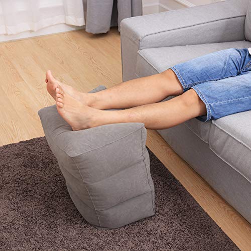 LIOOBO 1Pc Inflatable Cushion Portable Adjustable Recliner Footrest Leg Rest Relax Cushion Foot Stool for Airplane Train Grey