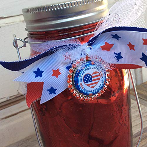 Illuminated Mason Jar Decor - One Nation Under God Patriotic Home Accent - Image 2