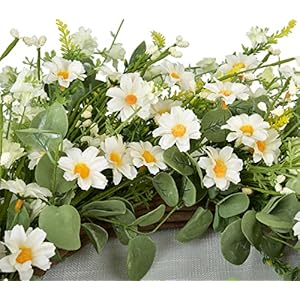 24 Inch Artificial Daisy Flower Spring Wreath with Eucalyptus Green Leaves Wreath Farmhouse Wreath for Front Door Wall Home Party Decoration(White) 24 Inch Artificial Daisy Flower Spring Wreath with Eucalyptus Green Leaves Wreath Farmhouse Wreath for Front Door Wall Home Party DecorationWhite
