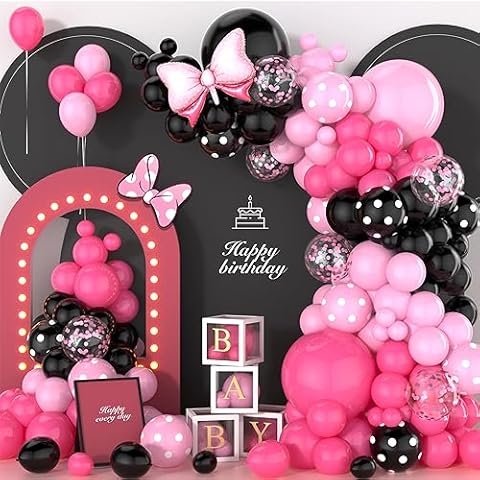 Ousuga Black Hot Pink Balloon Arch Kit Cover