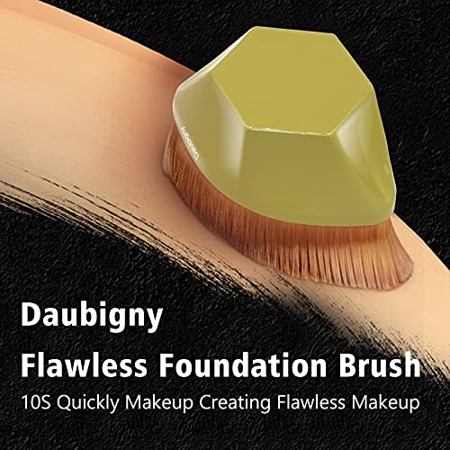 Image of Foundation Makeup Brush Flat Top Kabuki Hexagon Face Blush Liquid Powder Foundation Brush for Blending Liquid, Cream or Flawless Powder Cosmetics with Bonus Protective Case (Yellow)