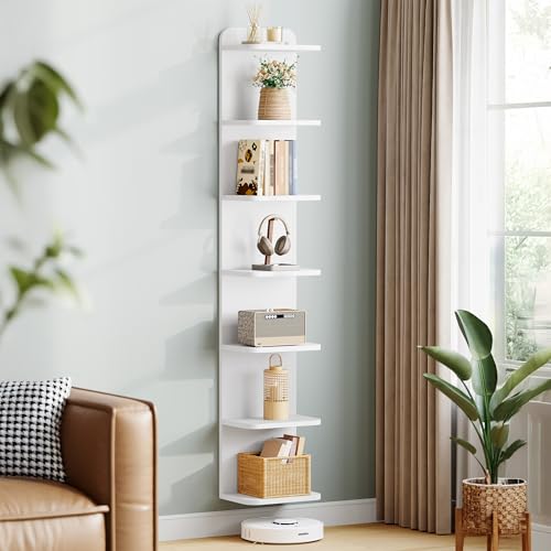 Hzuaneri Regal, Standregal mit 7 Ebenen, modernes Design Bücherregal, Wandregal, Bücherschrank, freistehend wandmontiert, für Arbeitszimmer, Wohnzimmer, Schlafzimmer, 24 x 30 x 186 cm, Weiß BC88803X