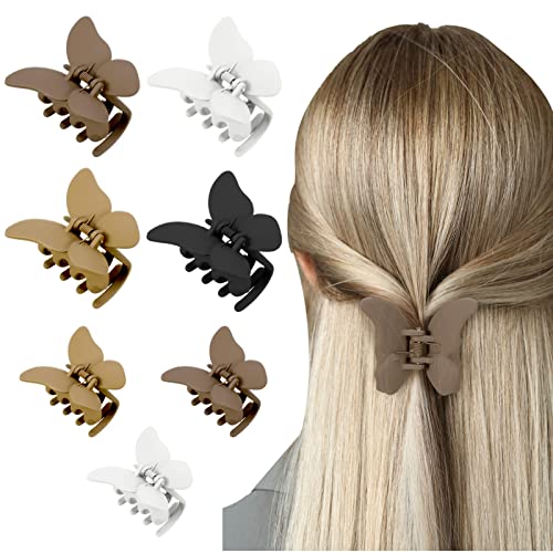 umorismo 7 Stück Schmetterling Haarklammer Klauen-Haarspangen Haarspange Rutschfeste Hair Claw Clips Matte Haar Klammern für Frauen Mädchen Damen Dickes Haar