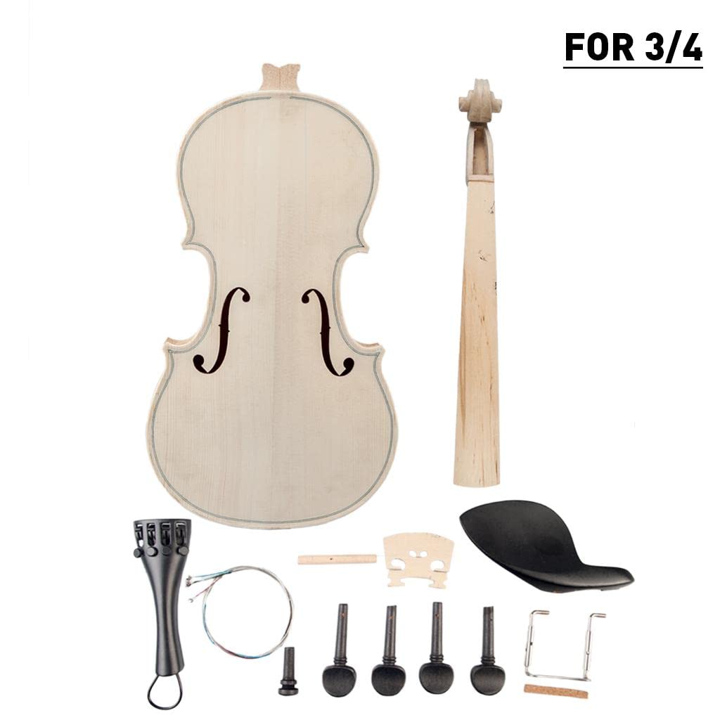 DIY Unlackiertes Massivholz-Geigenkörper-Set, einfache Montage und hochwertige Handwerkskunst, perfekt für fortgeschrittene Schüler und ernsthafte Musiker, verschiedene Größen – Holz + wie