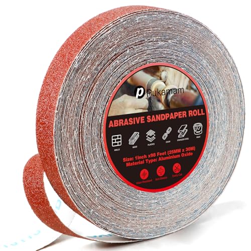 Emery Cloth Roll, 60 Grit Sandpaper Roll, 1" x 98 Feet Long Red Continuous Sand Paper Roll, Wet and Dry Emory Cloths for Metal, Polishing and Surface Treatment of Wood,Furniture by Pukamam - Used condition - US$10.93