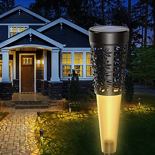Chesbung Walkways Lumière solaire avec terre Spike chaude Blanc LED pour jardin, extérieur, terrasse, patios Cover