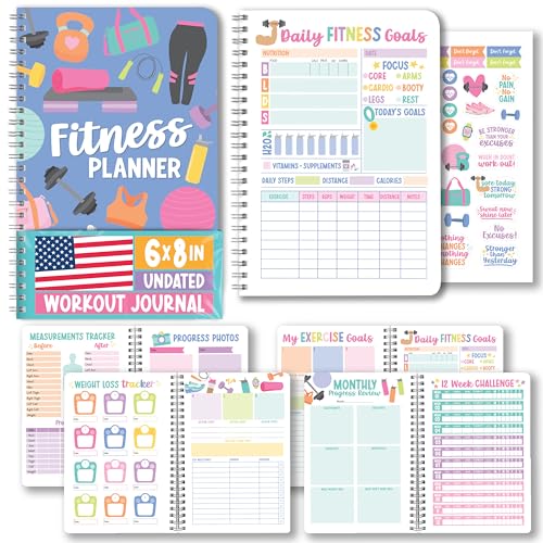 Hadley Designs Fitness Journal for Women - Workout Journal for Women Fitness Planner for Woman Workout Log Book Undated Gym Journals & Exercise Journals Gym and Health Notebook Birthday Gifts