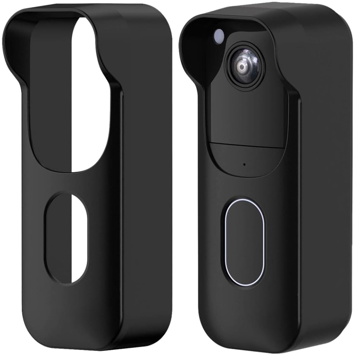 Weatherproof Silicone Skin Case Cover for All-new Blink Video Doorbell(2nd Gen), All-Weather Shield with Hat Brim & Dust Resistant & Anti-Slip Grip, Easy Snap-On Installation Black