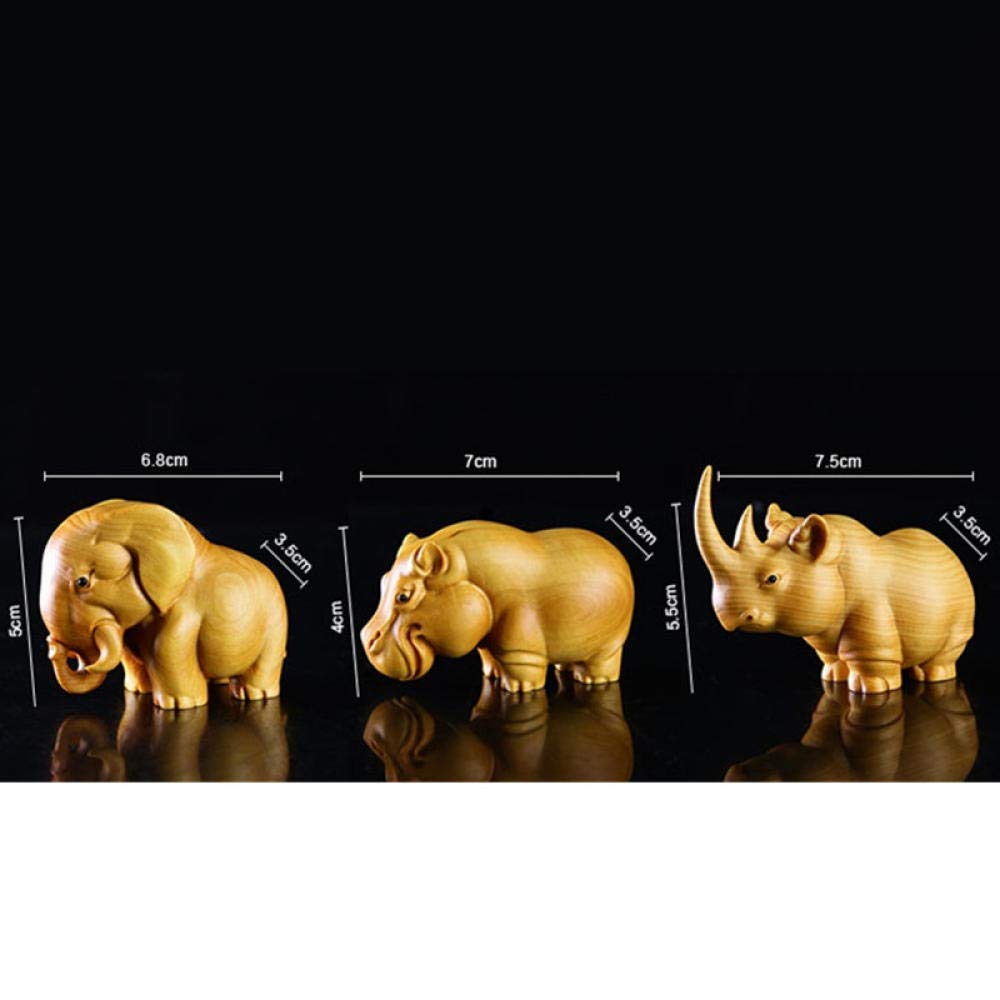 Amazon.co.jp: 彫刻ツゲの木彫り手工芸品動物装飾サイ象カバ置物