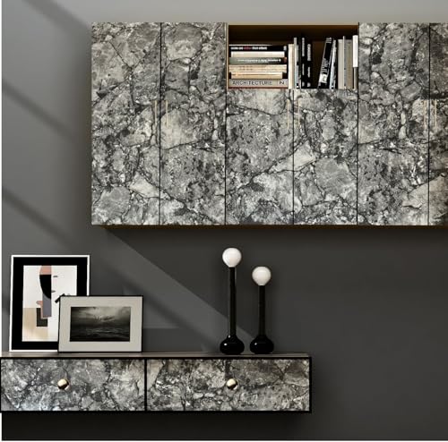 Image of WALLMATE Marble Wallpaper Self Adheisve Marble Wallpaper Waterproof Countertop Furniture Kitchen Marble Sticker (Grey Italian, 12x72 Inch)