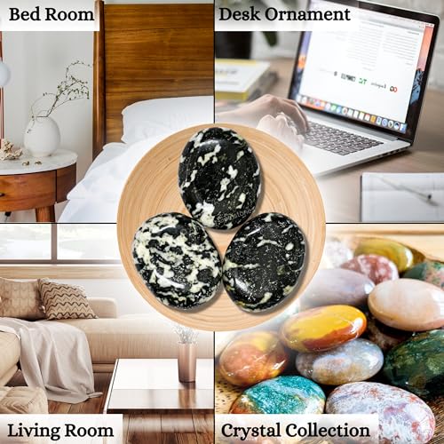 Image of Amazing Gemstone Black and White Tourmaline Crystals and Healing Stones - Large Palm Stone Crystals Piedra - Crystal for Good Luck, Positive Energy, Meditation - Unique Stocking Stuffers, Gifts Women