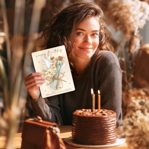 Geldgeschenke Geburtstag, Holz Geburtstagskarte Geldgeschenke Verpackung mit Happy Birthday, Geburtstagsgeschenk für Frauen Männer, Geschenke für Männer Frauen Geburtstag