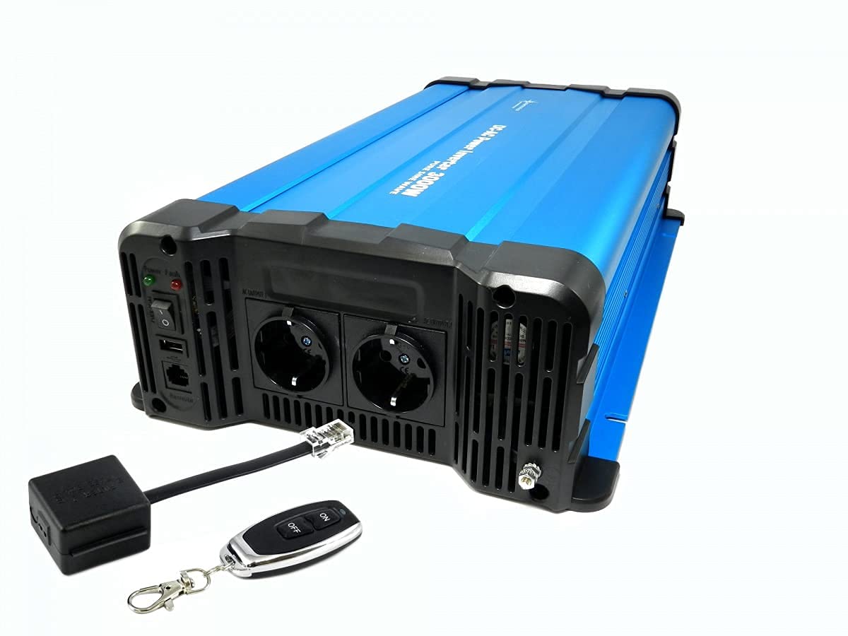 Solartronics Przetwornica napięcia FS3000DR 12V do 230V 3000 W czysty sinusoidalny pilot zdalnego sterowania opcjonalny falownik solarny - z radiem CRW88