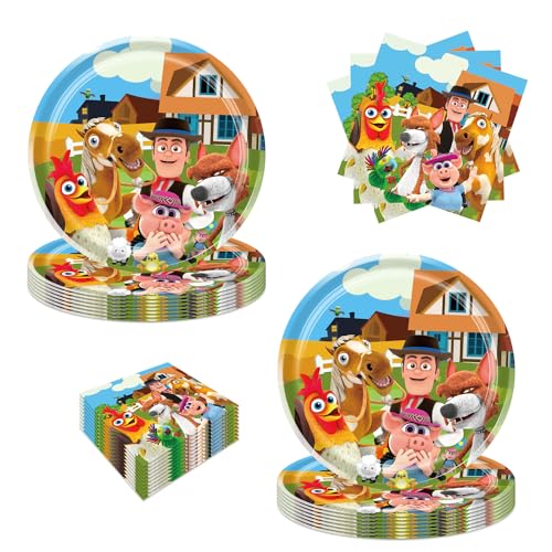 Antetek 40Pack Lai Granja De Zenoon Party Supplies Set Birthday Decorations Tableware Kit With 20 7Plates 20 Napkins for Zenoon Party Decoration