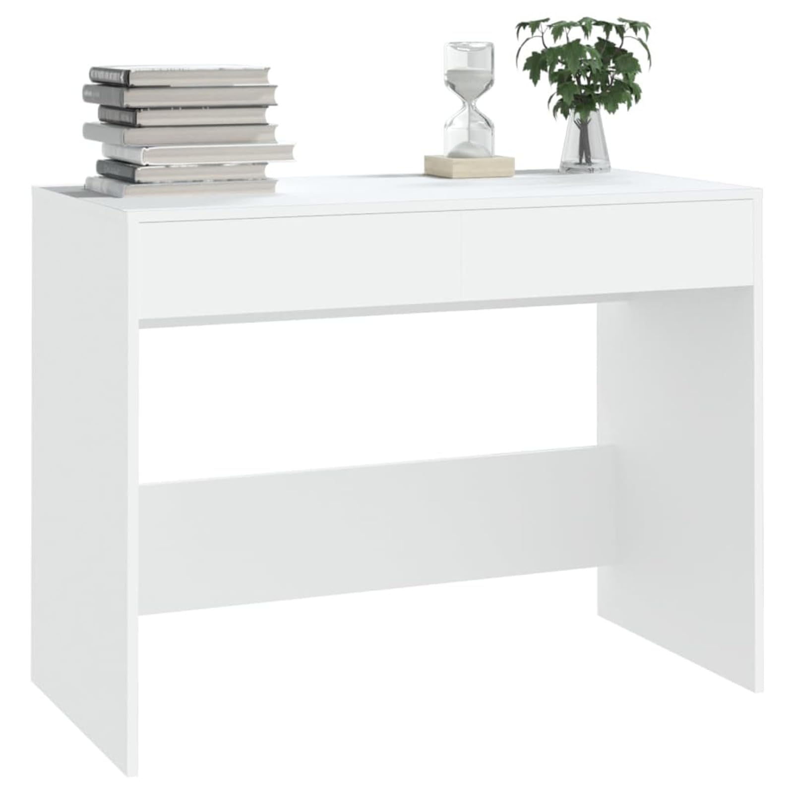 Homgoday Białe biurko 101 x 50 x 76,5 cm z płyty wiórowej, meble biurkowe, biurko, biurko komputerowe, biurko zajmujące mało miejsca, stół biurkowy, biurko do gier, do pokoju dziecięcego