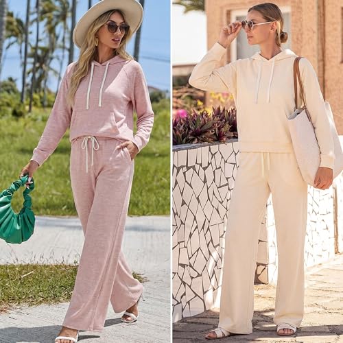 Showitty Women's 2 Piece Lounge Set Hoodie Wide Leg Pants Airport Travel - image 2