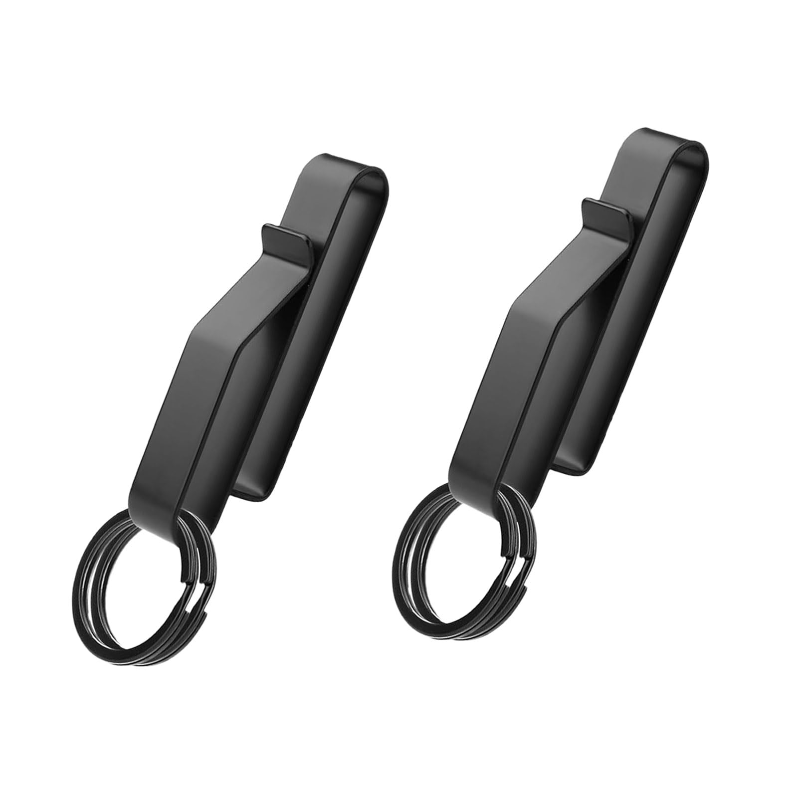Llavero Táctico, 2 Piezas Llavero Clip Cinturon, Llaveros Táctico y 4pcs Llaveros Acero Inoxidable, Llavero Negro, Se Adapta a La Mayoría de Cinturones de Entre 3,8 y 5,7 Centímetros de Ancho