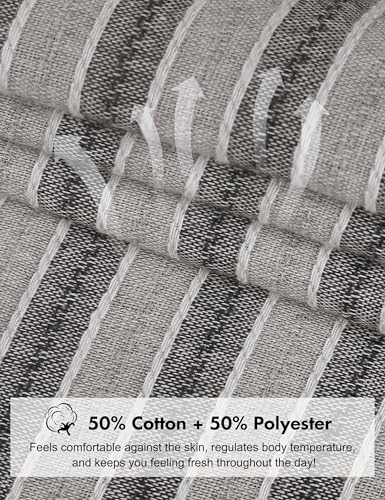 Lzzidou Men's Striped Button Down Shirt Cotton Blend Long Sleeve Collared Dress Shirts for Business Work Office Casual Date2