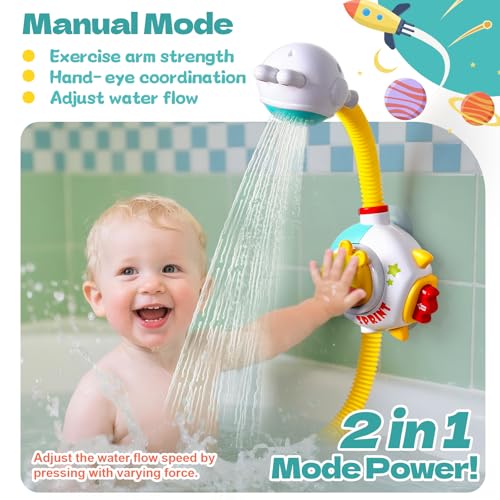 Toddler Bath Toys for Kids Ages 1-3 Baby Bath Shower Head Sprayer for Bathtub Toys-4 Stackable Shark Toy Boats with Bath Toys for Toddlers 1 2 3 4 Year, Water Table & Pool Play(6-12 Months+) - Image 5